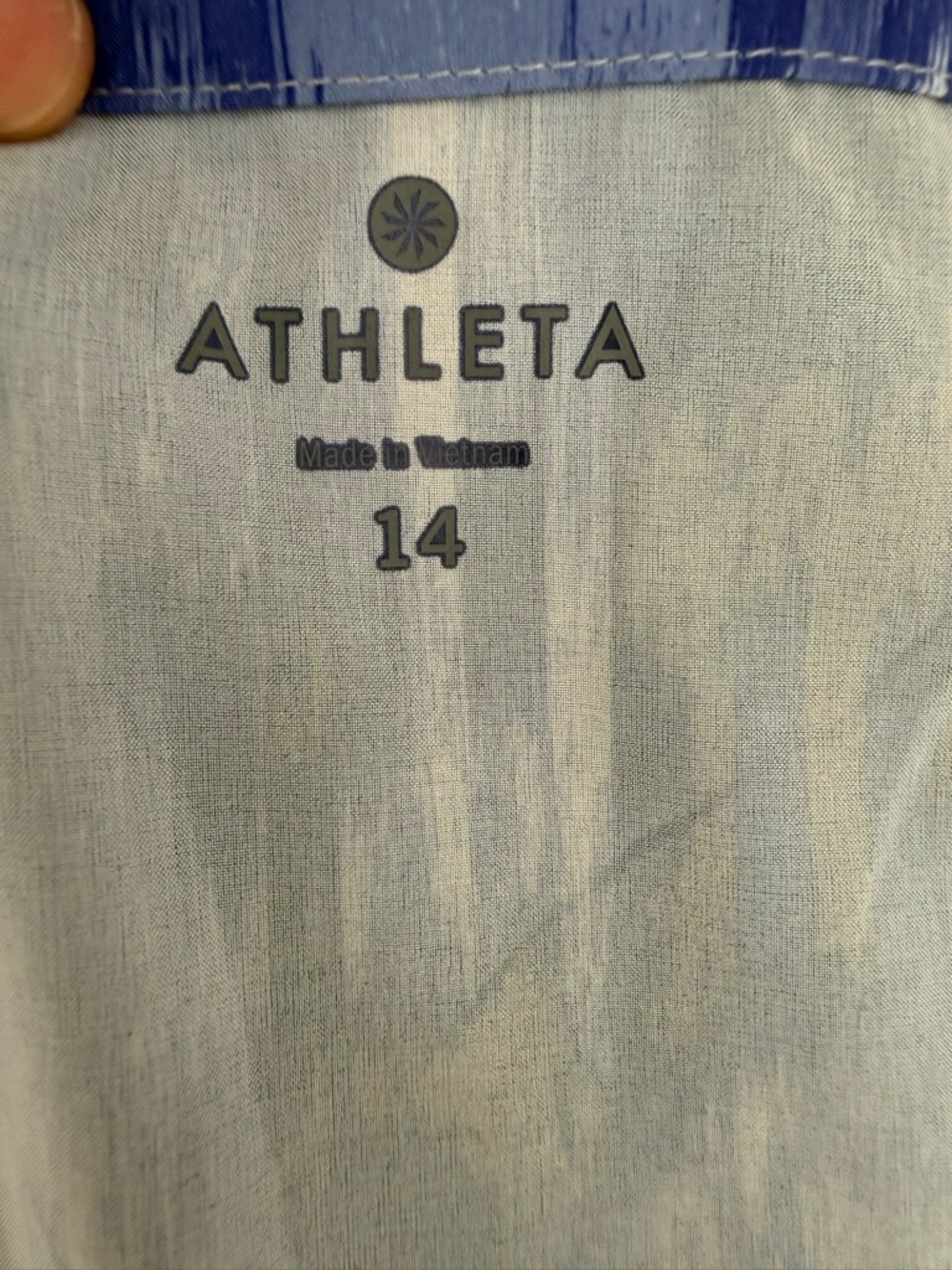 Athleta Blue & White Watercolor-Print Sleeveless Mini Dress - Picture 7 of 7